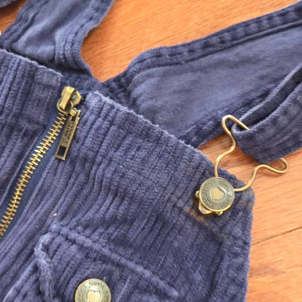 Vintage Looney Tunes Navy Corduroy Kids Overalls Size 10/12 - Picture 4 of 10